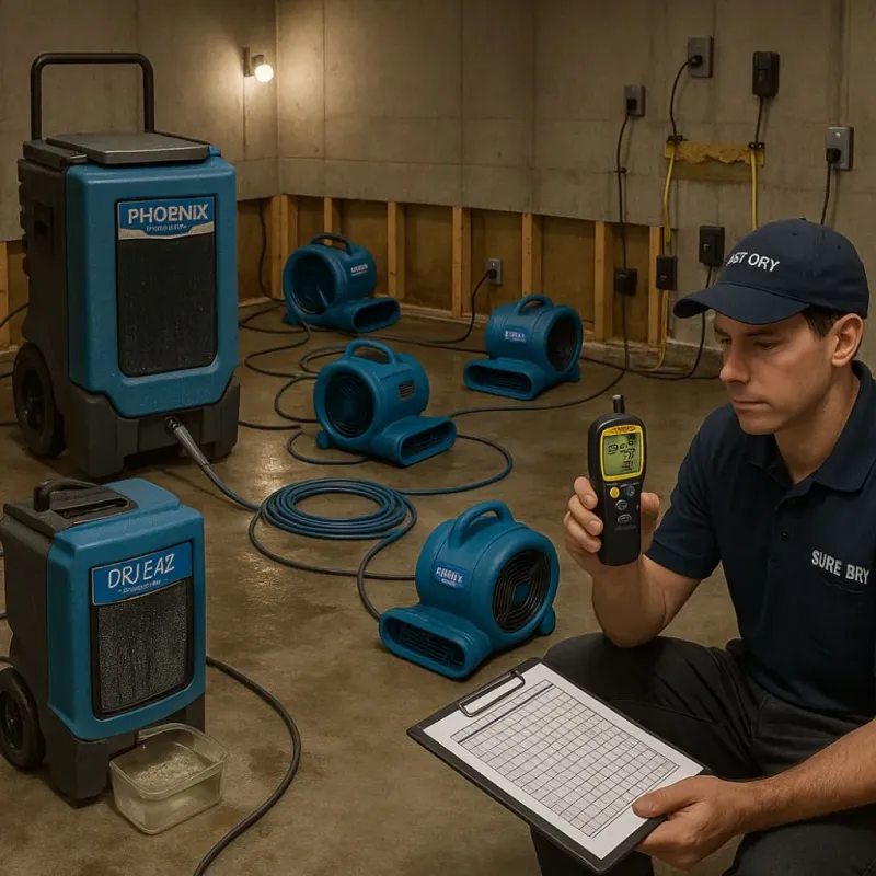 Structural Drying and Dehumidification process in El Centro, CA